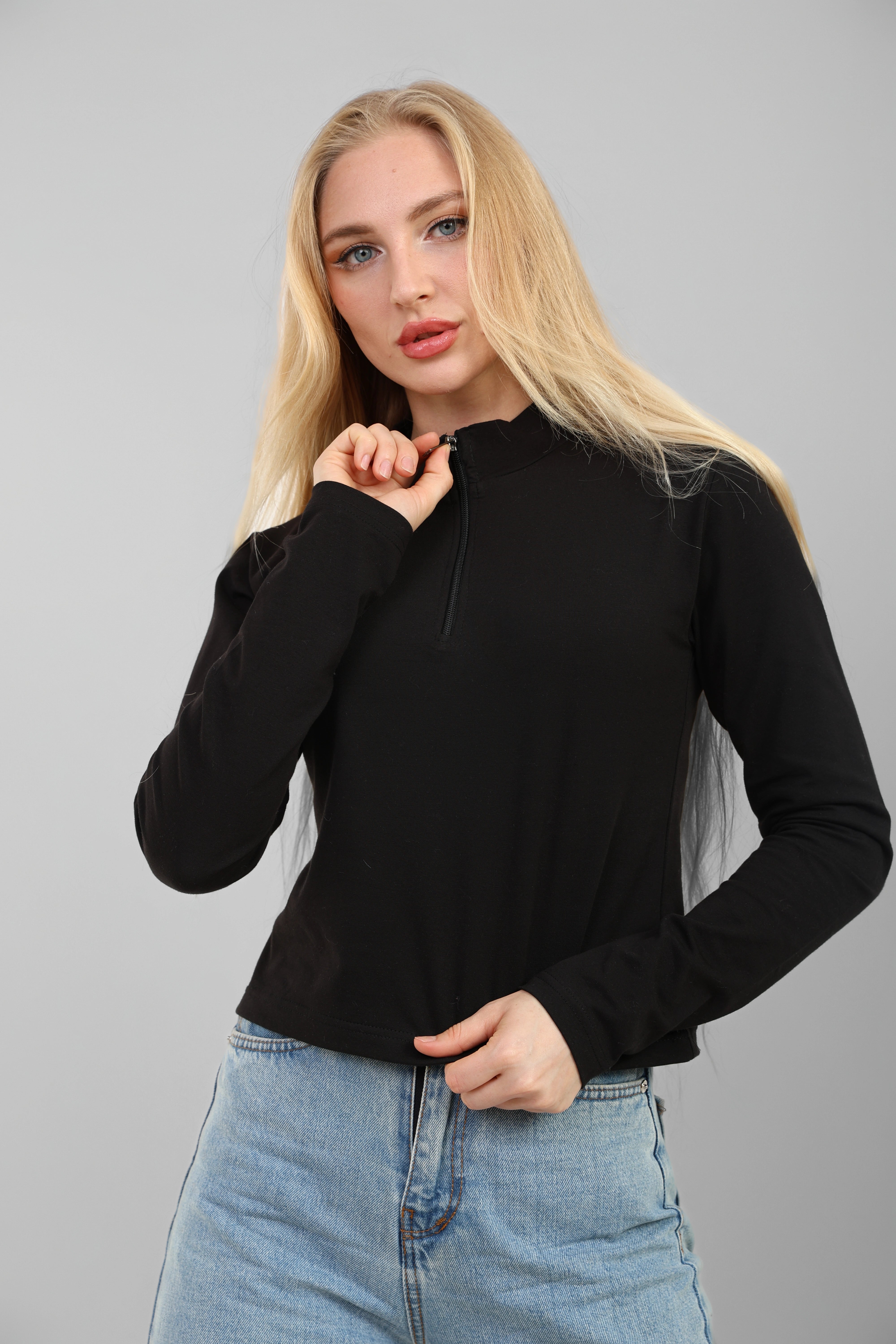 High Neck ¼ Zipper Long Sleeve