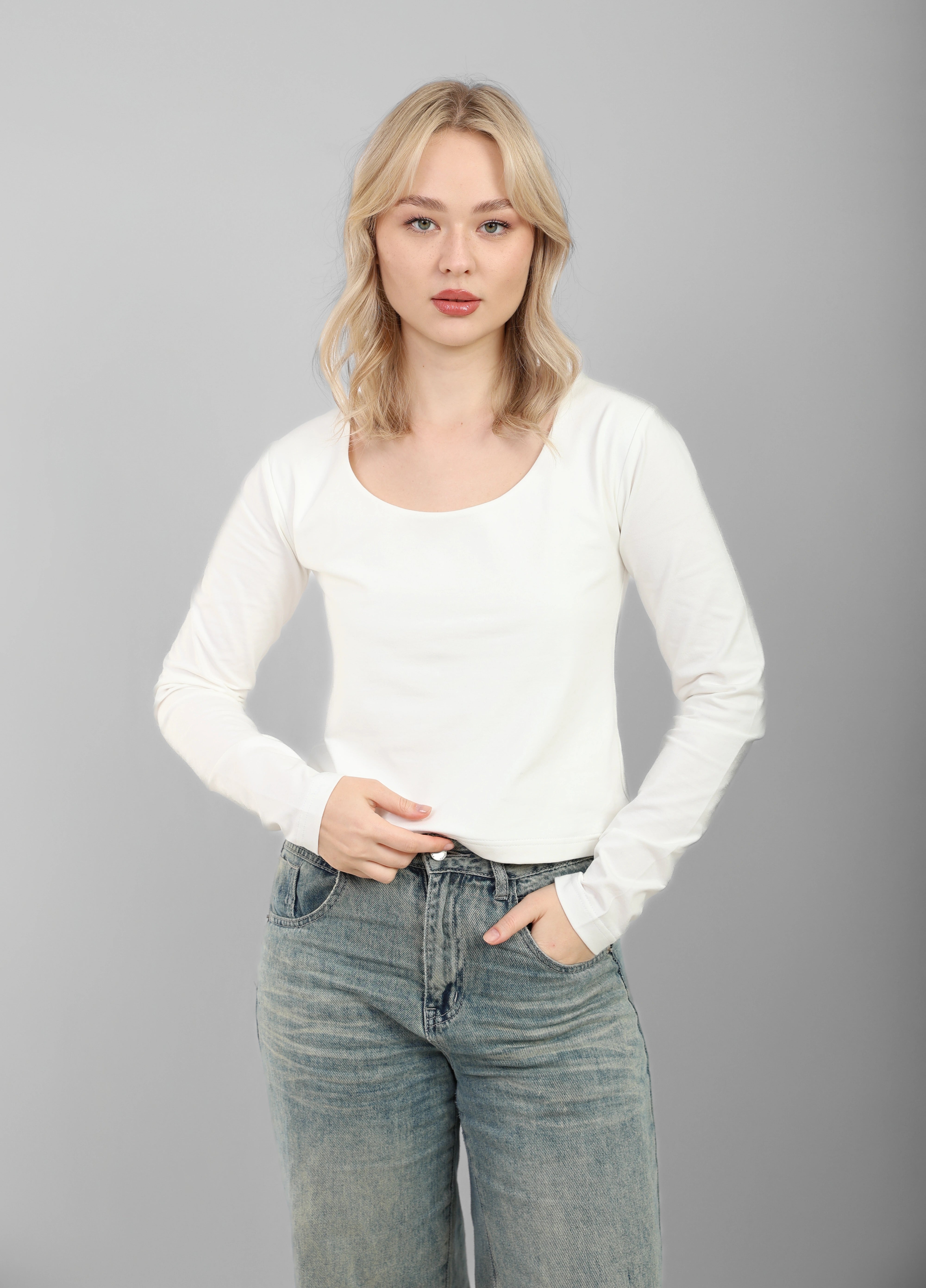 Crew Wide Neck Long Sleeve