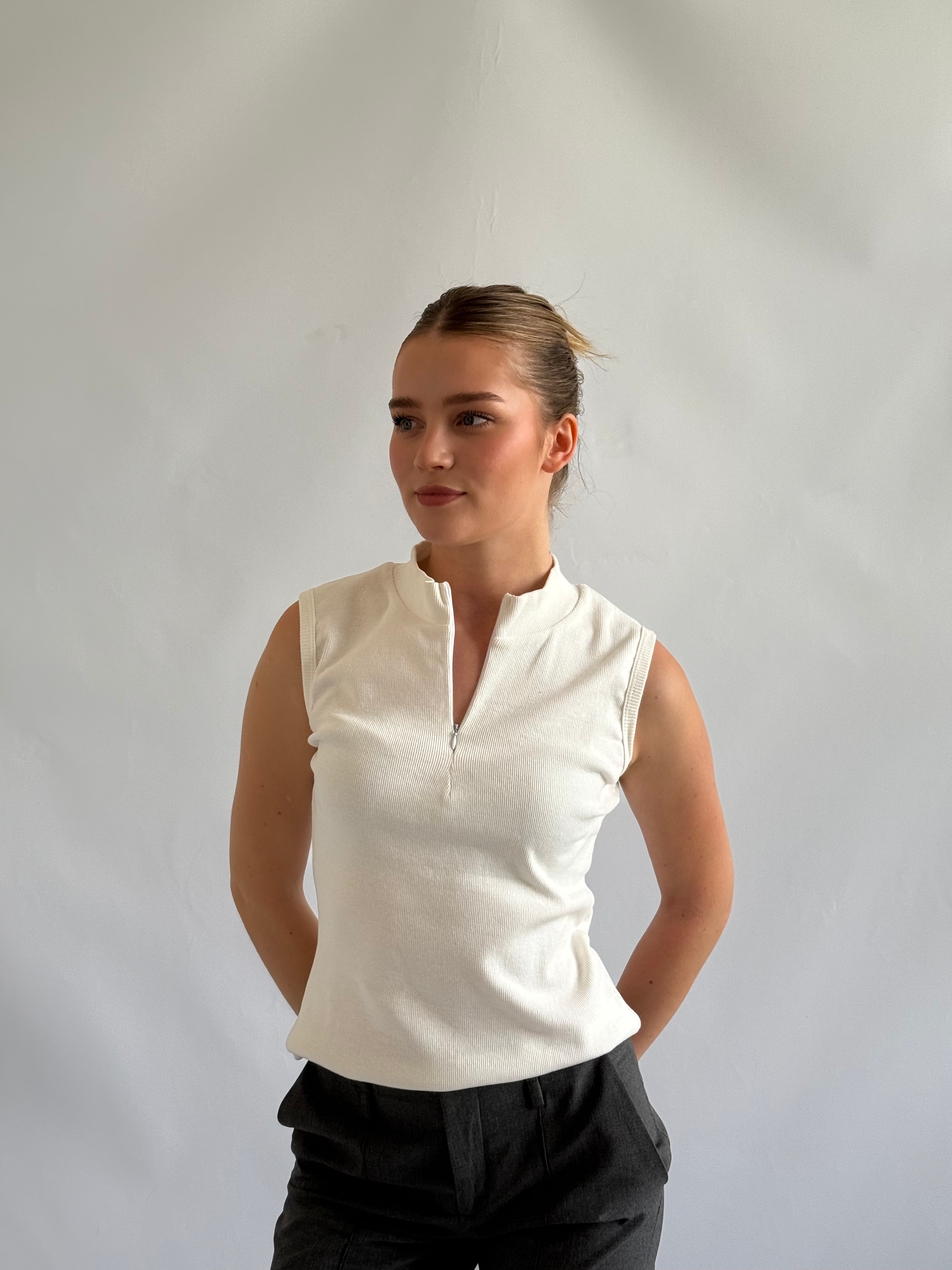 Quarter Zipper Tank Top